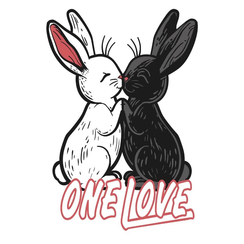 2 mignons lapins noir et blanc