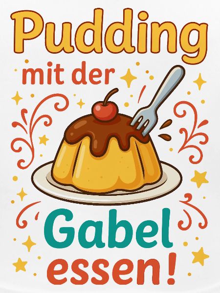 Pudding mit der Gabel Essen 