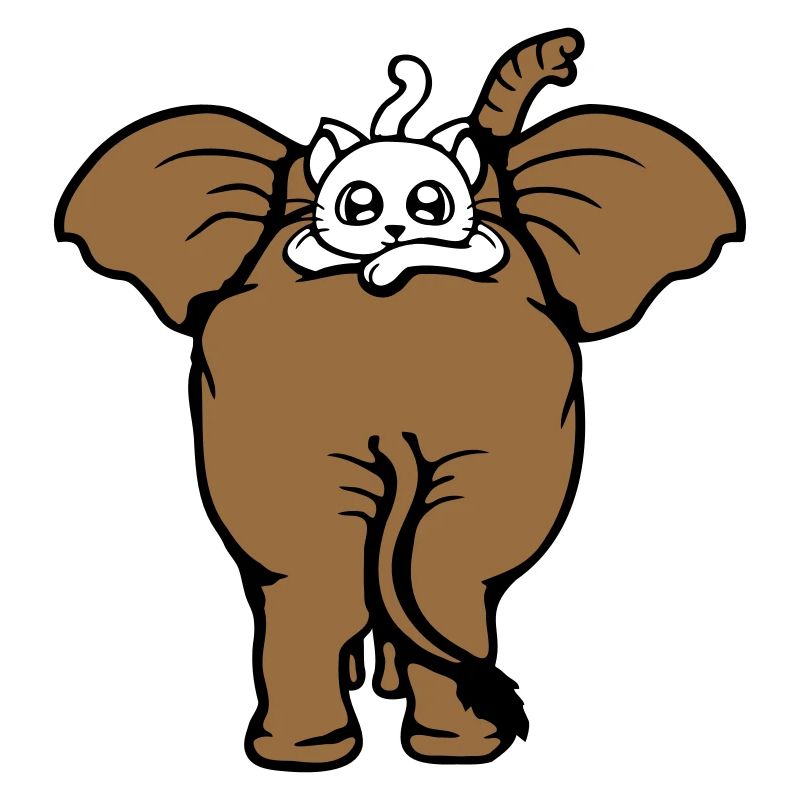 Chat Éléphant Équipe de marche Couché 2 Amis Mignon