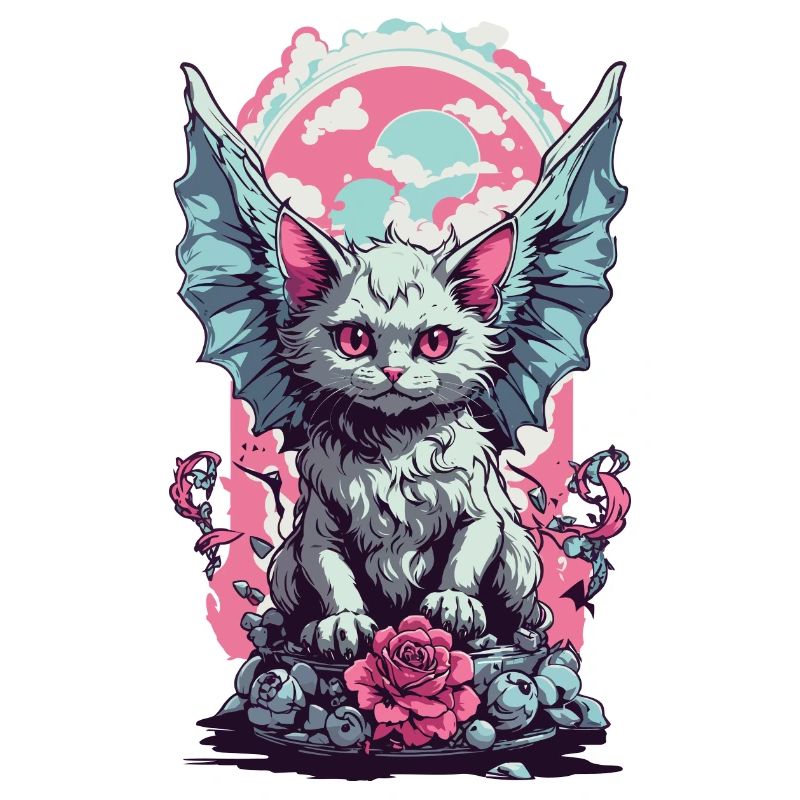 Winged Goth Cat Pastel Gothic Aesthetic