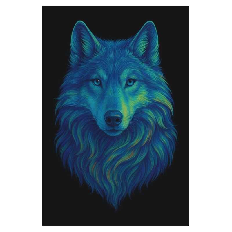 Neon Wolf Colored Wolf Portrait