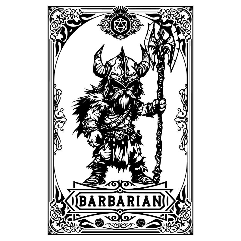 Barbarian RPG Tarot Card chibi