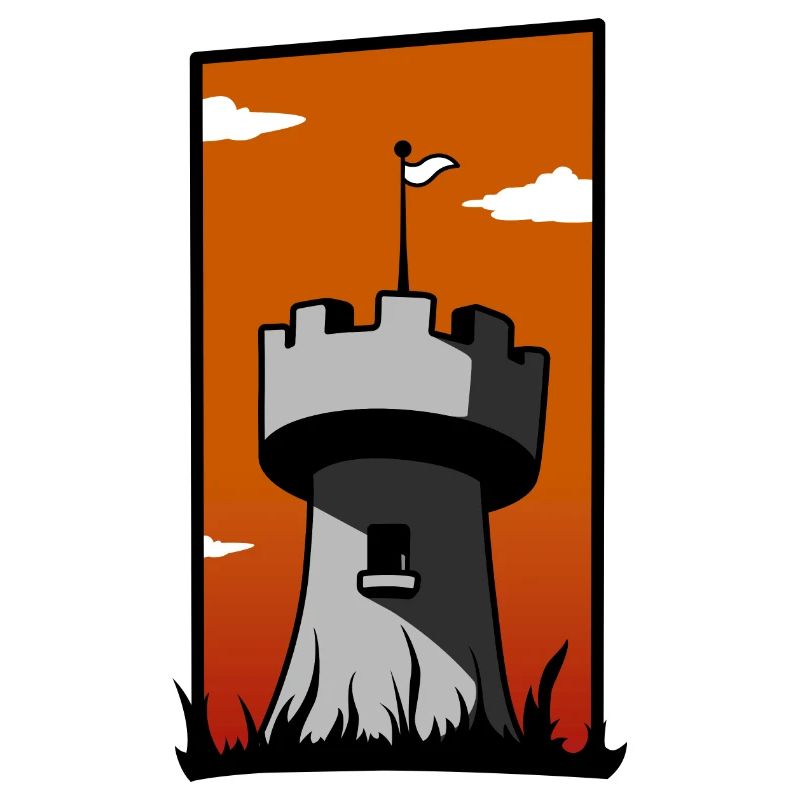 Medieval tower with sunset