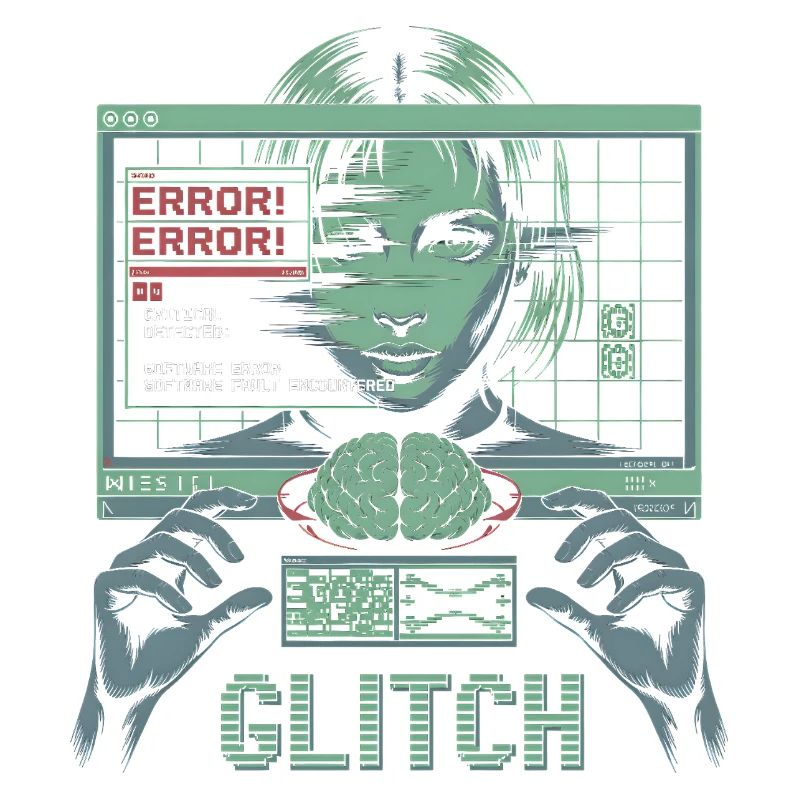 Error Glitch - T-shirt graphique futuriste