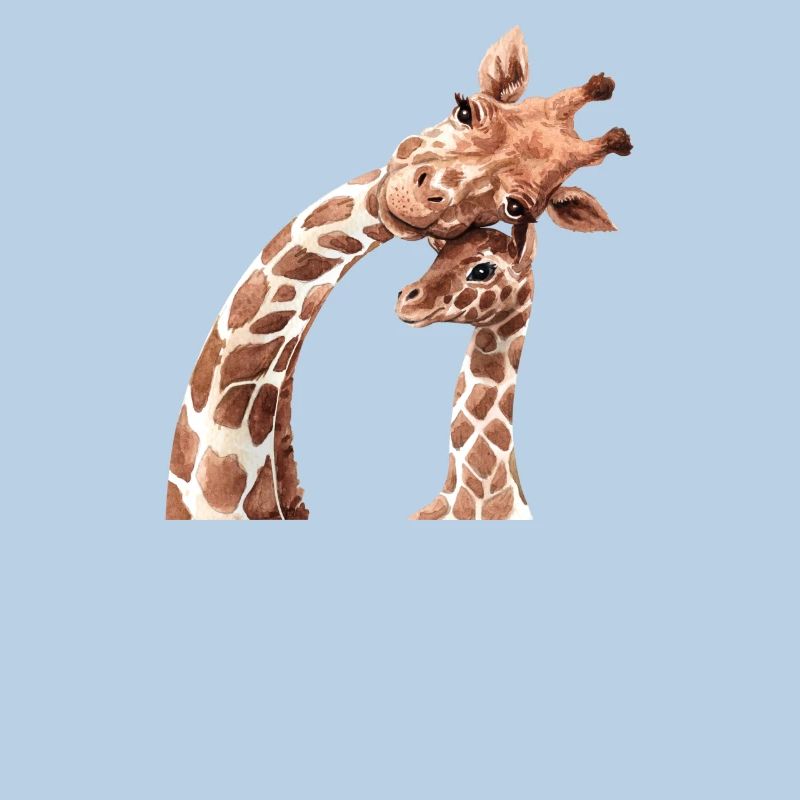 Mutter und Tierbabys Aquarell Giraffe Mutter