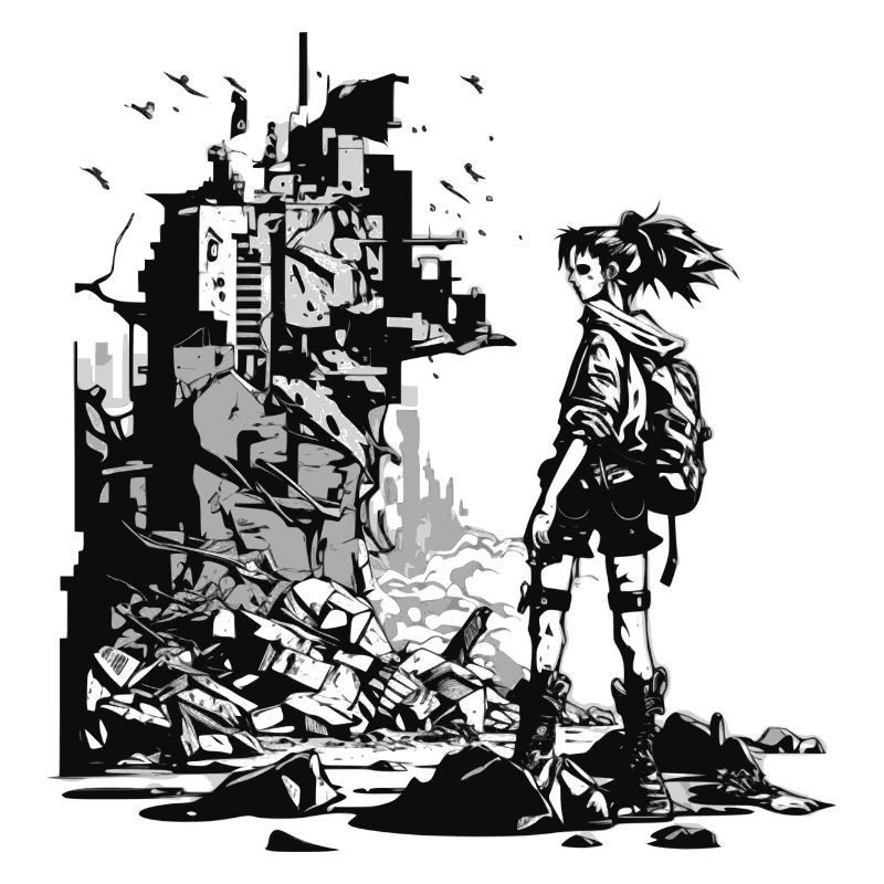 Manga Sci-Fi World en 8 bits et noir et blanc