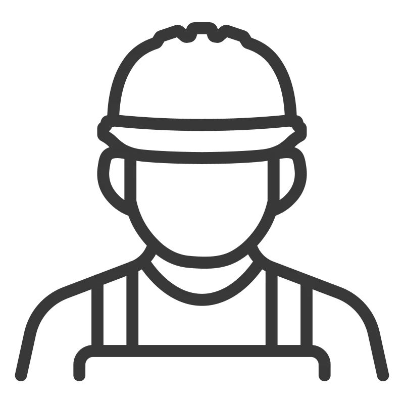 Construction Worker Icon – Minimalist Line Art Sty
