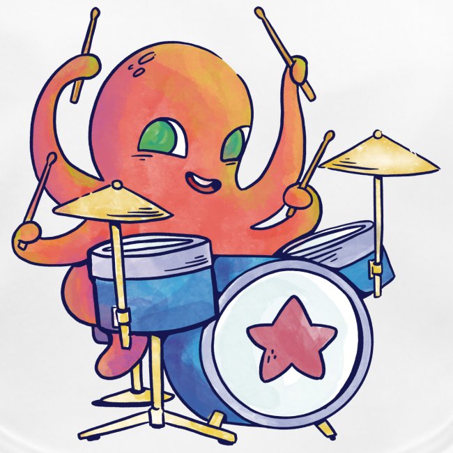 Oktopus spielt Schlagzeug