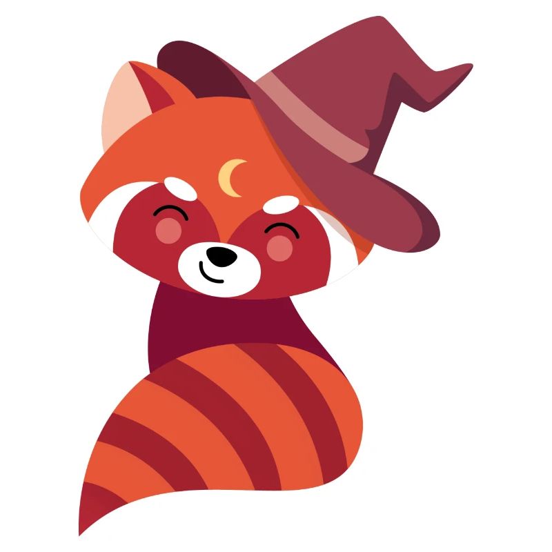 red panda with magic hat