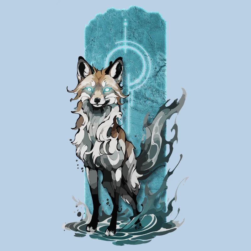 Ätherischer Fuchsgeist: Mystischer blauer Flammenfuchs