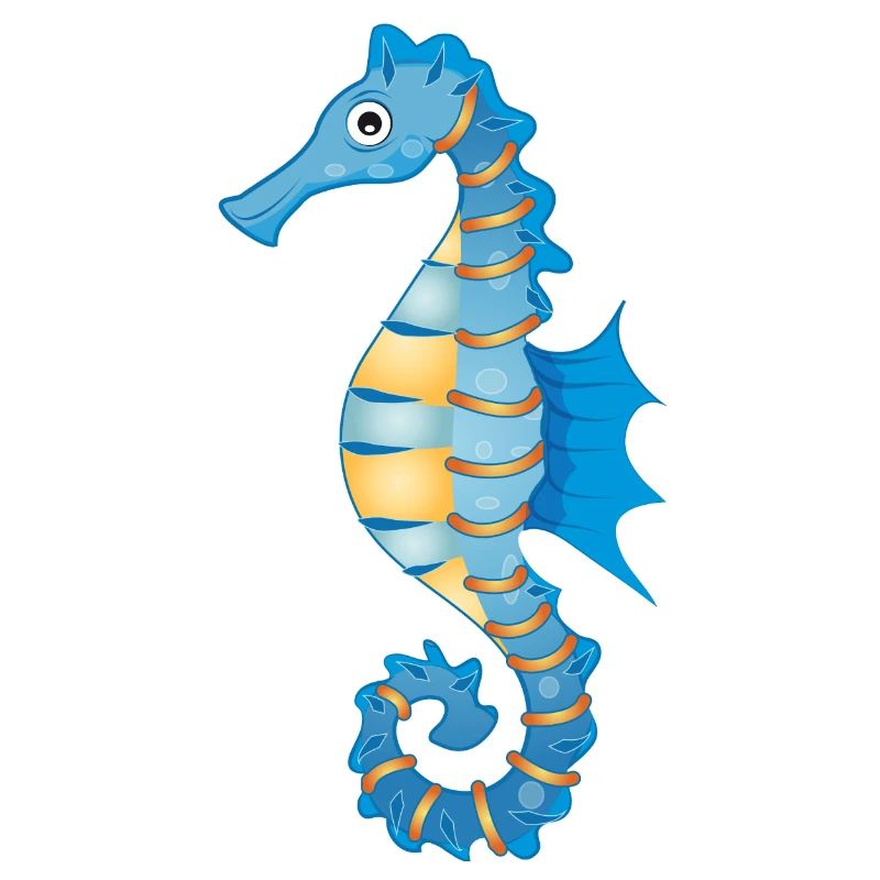 mignon hippocampe bleu dans le style comique