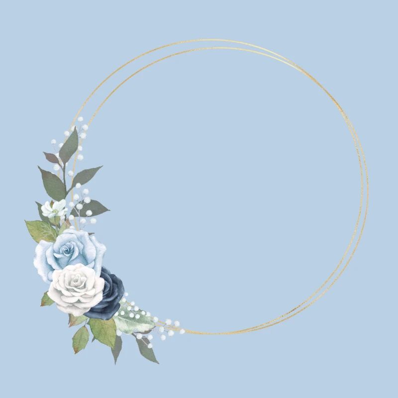 Blue Roses, Circle, Personalizable