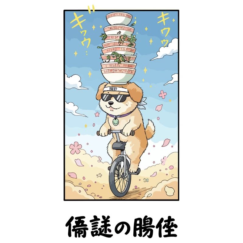 Noodle Stack Pup auf Einrad