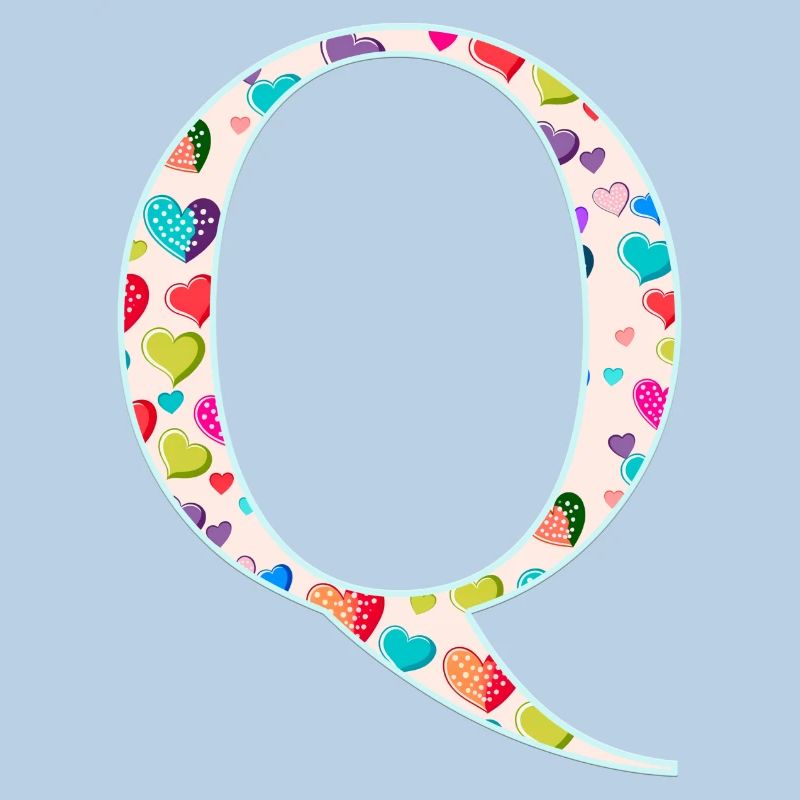 Customizable Monogram Q Heart Pattern