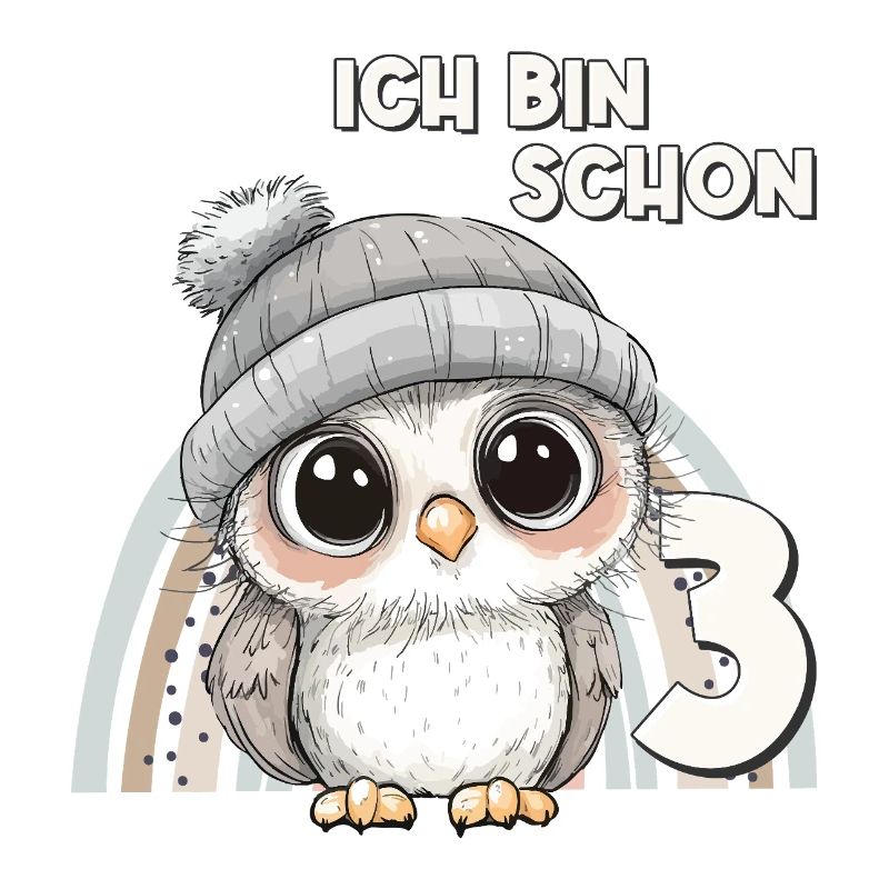 3. Geburtstag Eule Regenbogen Süß Niedlich