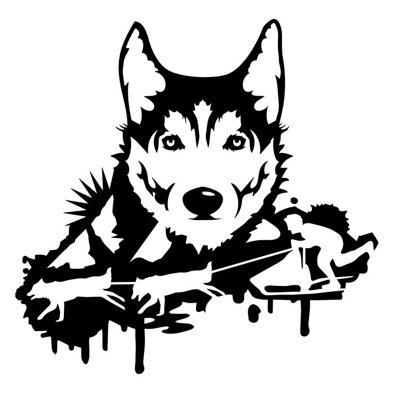 Une course de chien avec une tête husky