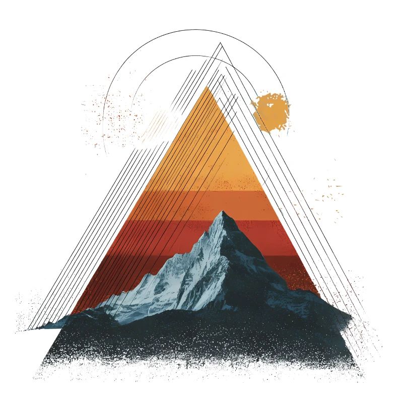Mountain in Retro Triangle – Geometric Design