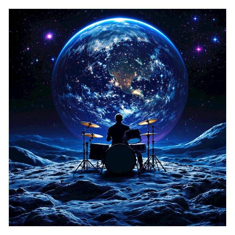 Batteur sur la Lune devant la Terre dans l’espace