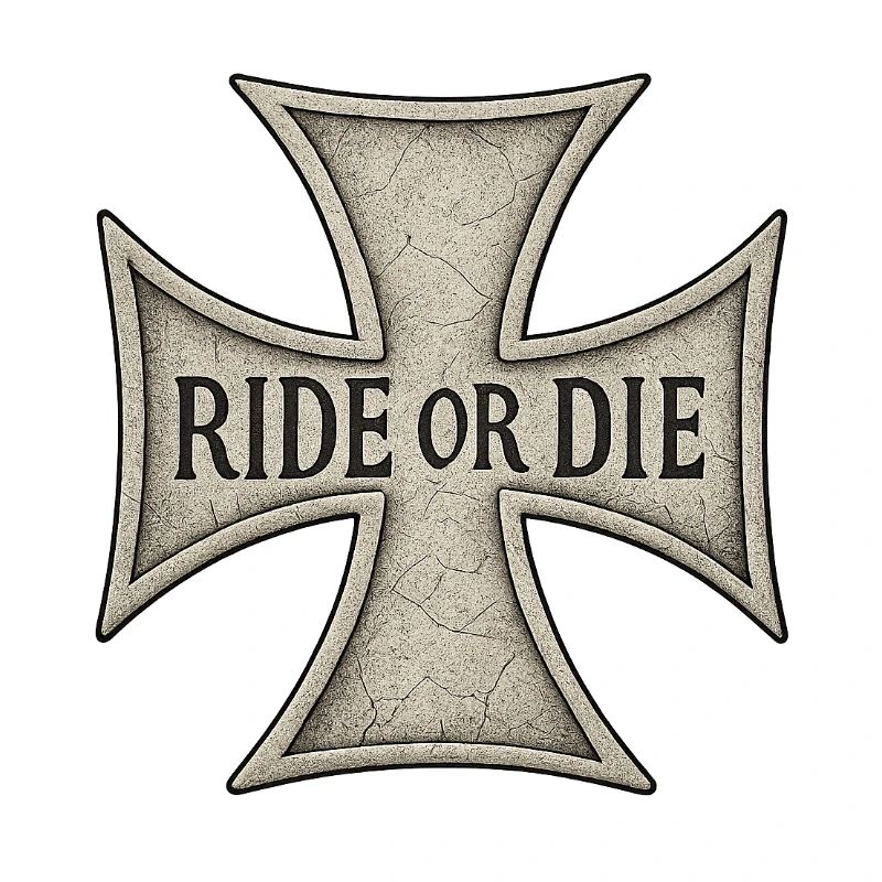 Croix de Malte gravée RIDE OR DIE