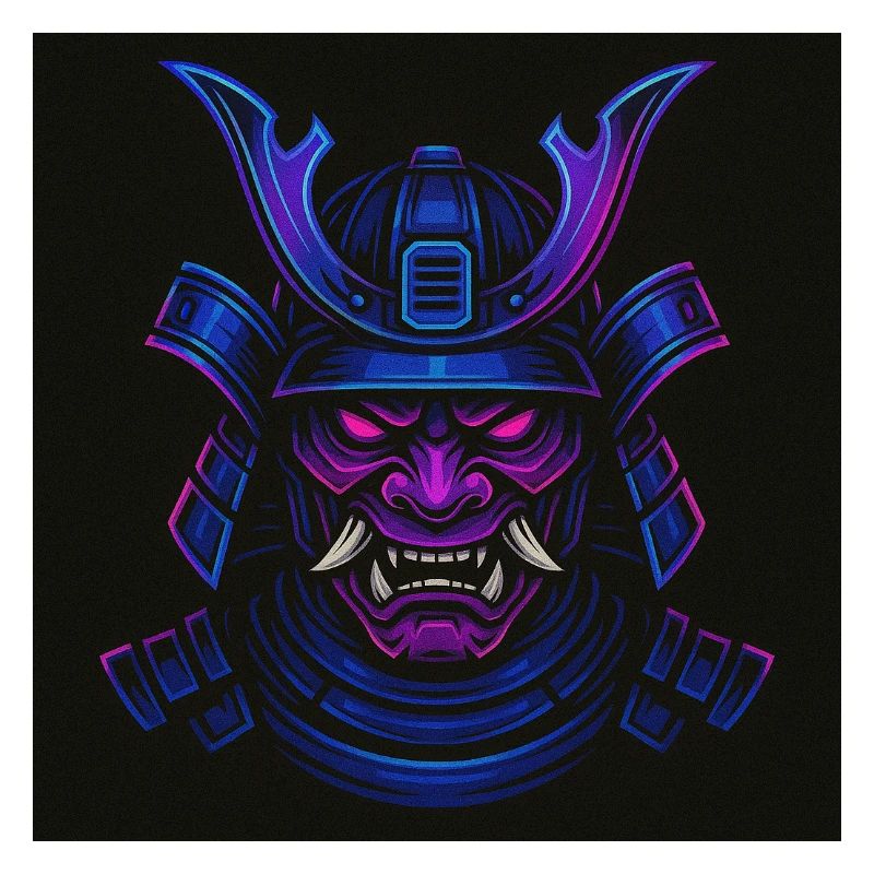 Masque de samouraï néon