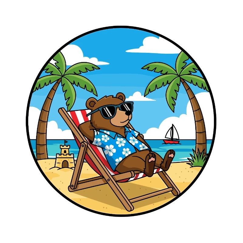 Cool Bear Beach Vacation Summer Vibes