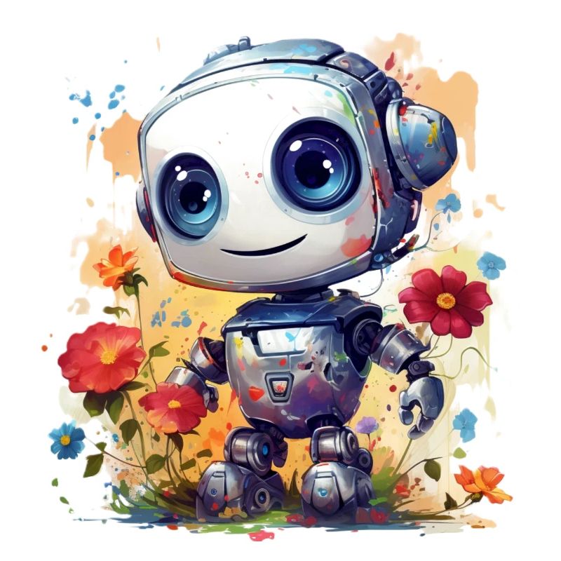 Roboter mit Blumen