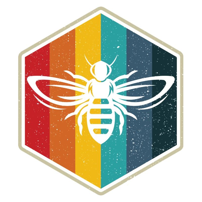 Bee retro hexagon beekeeping beekeeper
