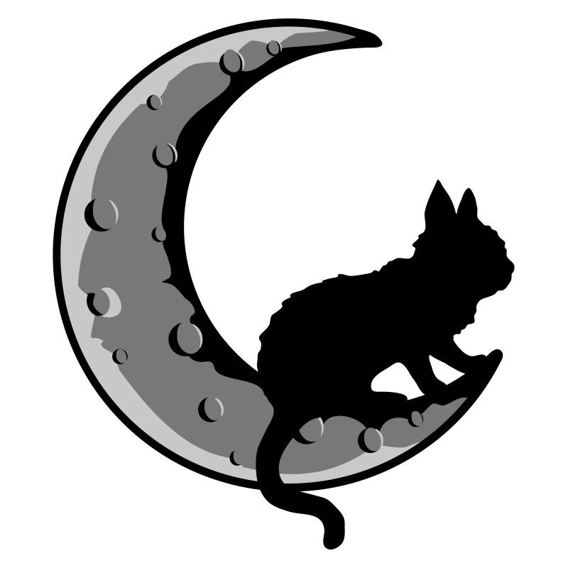 Faucille Lune Chat Noir