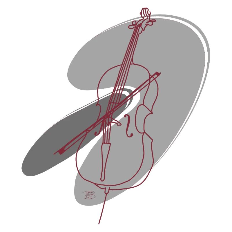 "Cello", Boho Line Art Design, Series "Music"