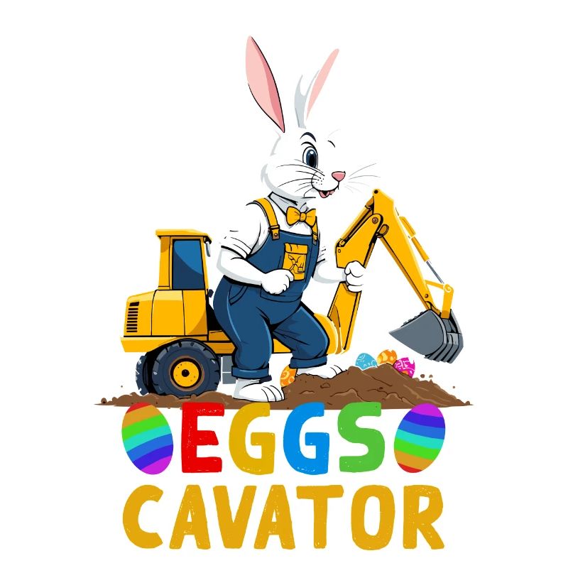 Funny Easter Saying Easter Bunny Excavator Driver