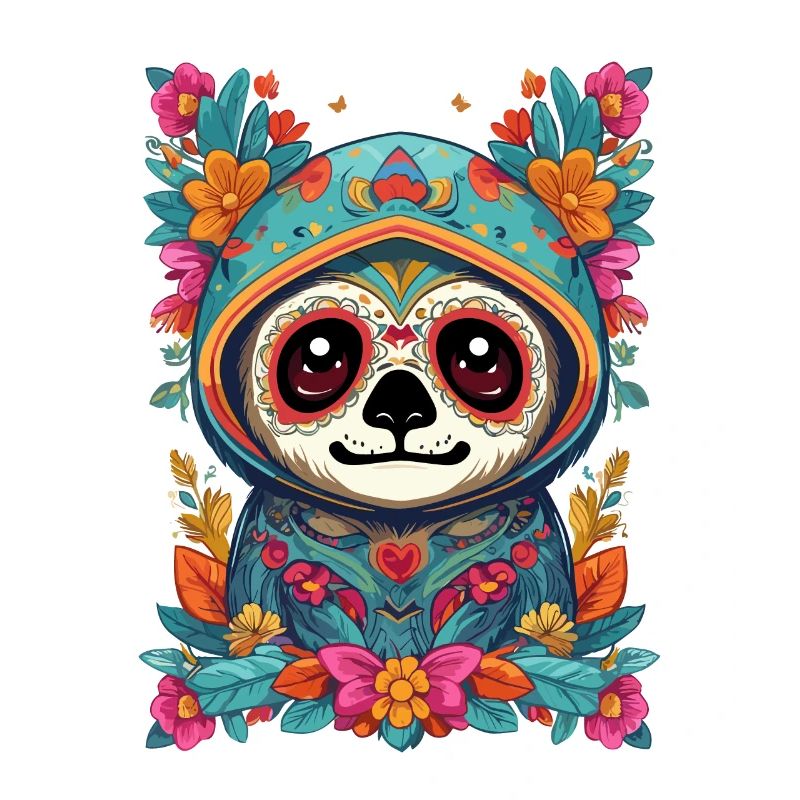 Sloth Iconic Sugar Skull Mexico