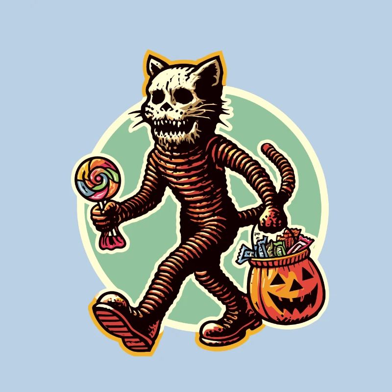Untote Zombie Katze Süßes Oder Saures Halloween
