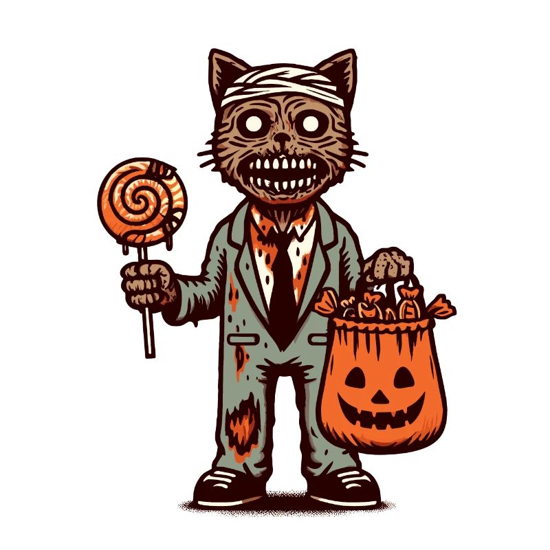 Untote Zombie Katze Süßes Oder Saures Halloween