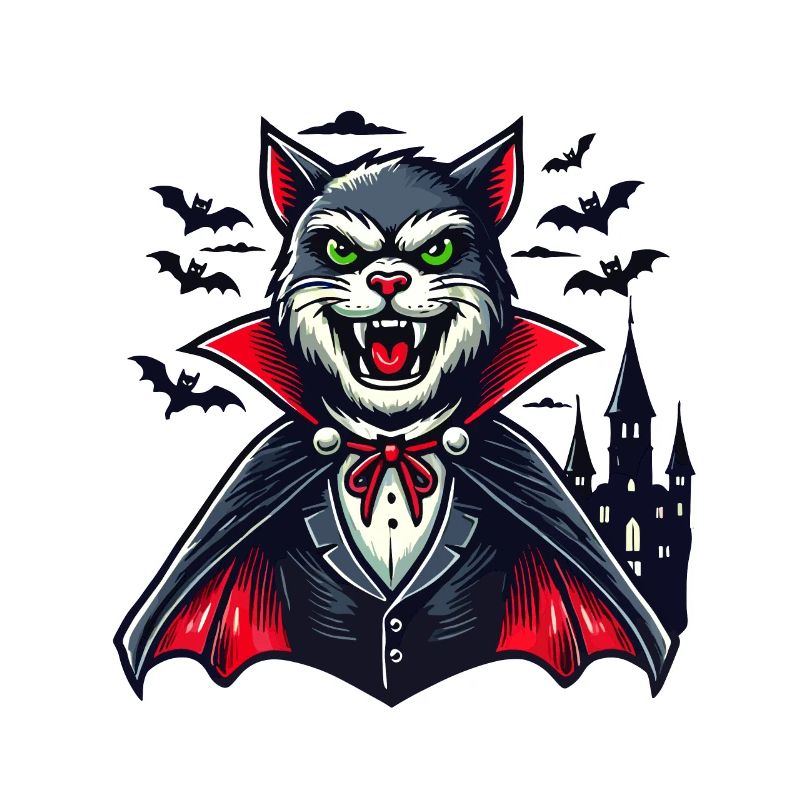 Chat vampire Chat d’Halloween mignon