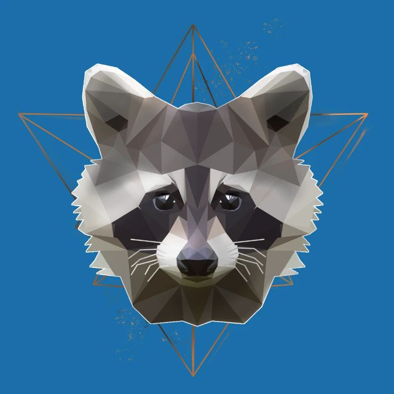 Low Poly Art Waschbär Racoon Cooles Polygon