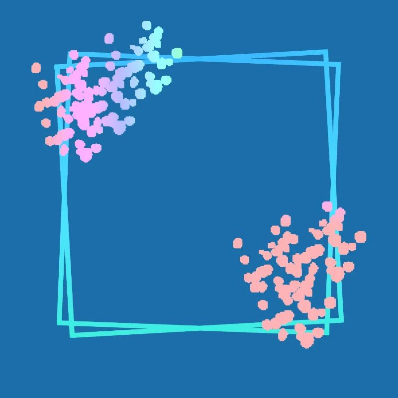 Blue square frame with dots