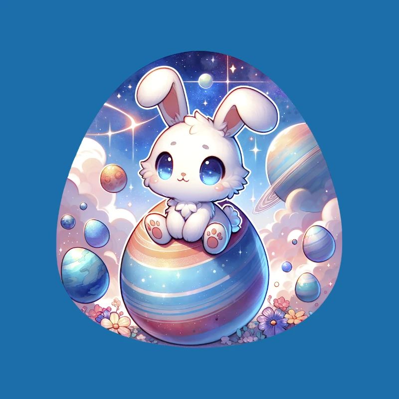 Chibi Bunny In The Space With Easter Eggs