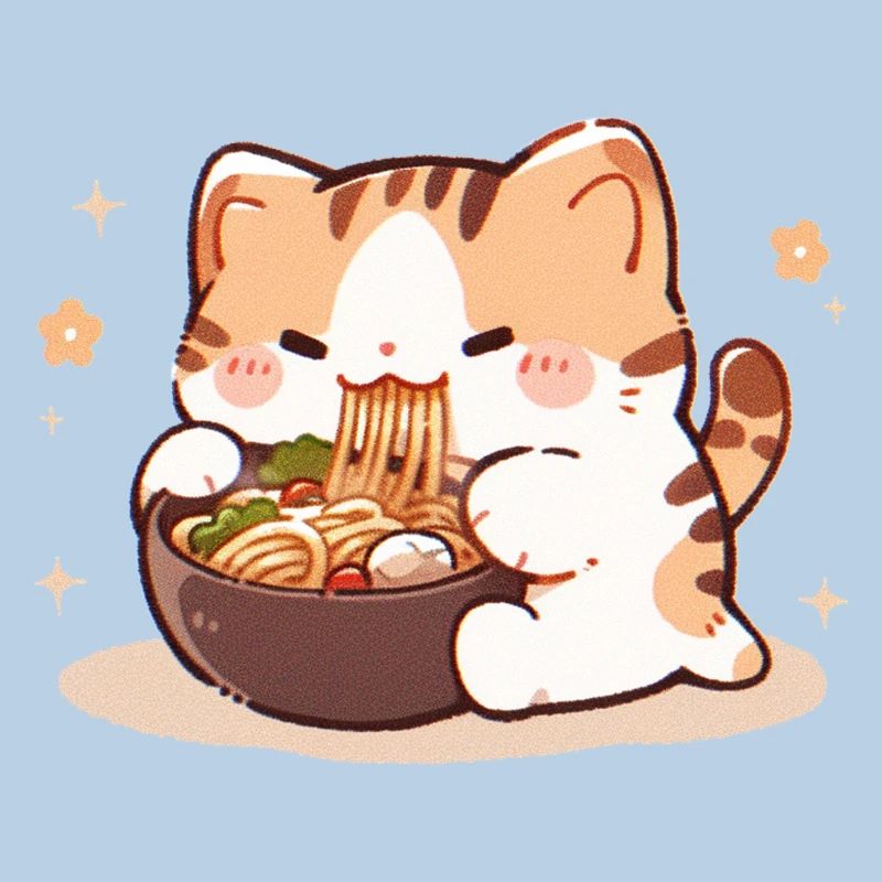 Mème de chat mangeant des spaghettis
