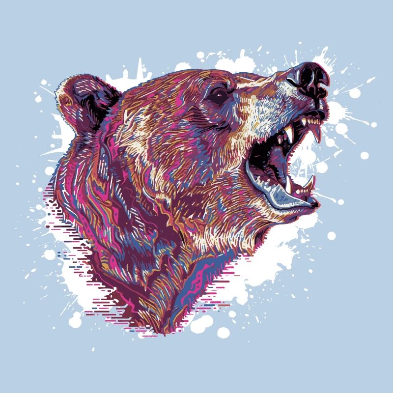 Neon Splash Bear Head
