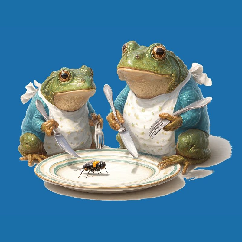 Frosch-Dinner: Fliege am Teller
