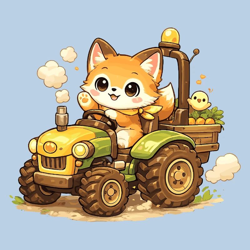 Fuchs auf dem Traktor