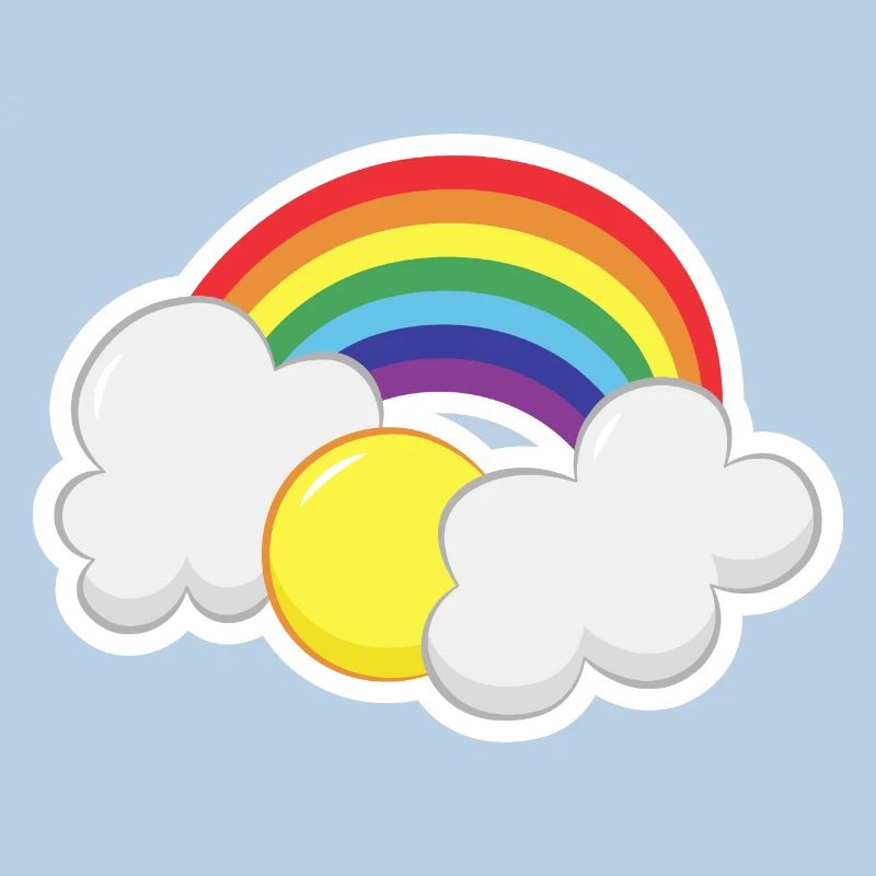 Rainbow with a sun and clouds