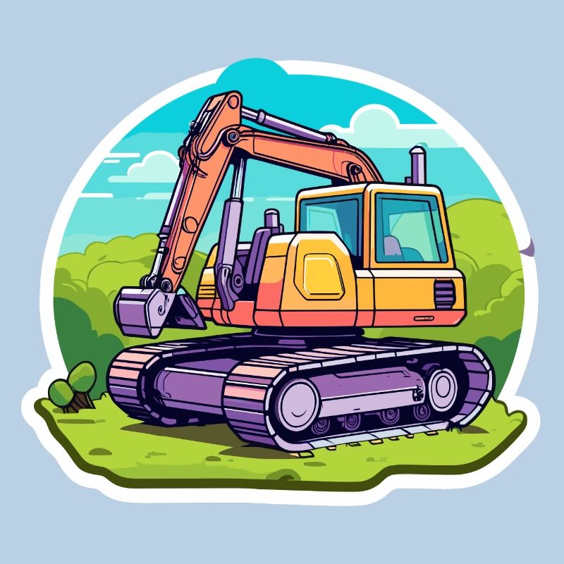 Excavator Construction Site Drawing