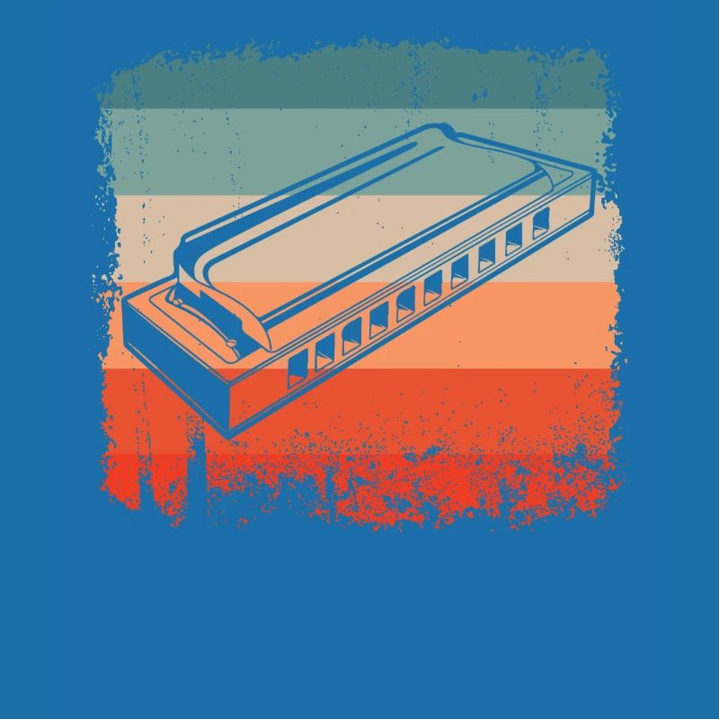 Retro Harmonica Player Silhouette