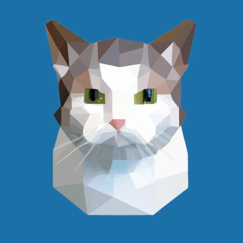 cat cute low poly cat white grey
