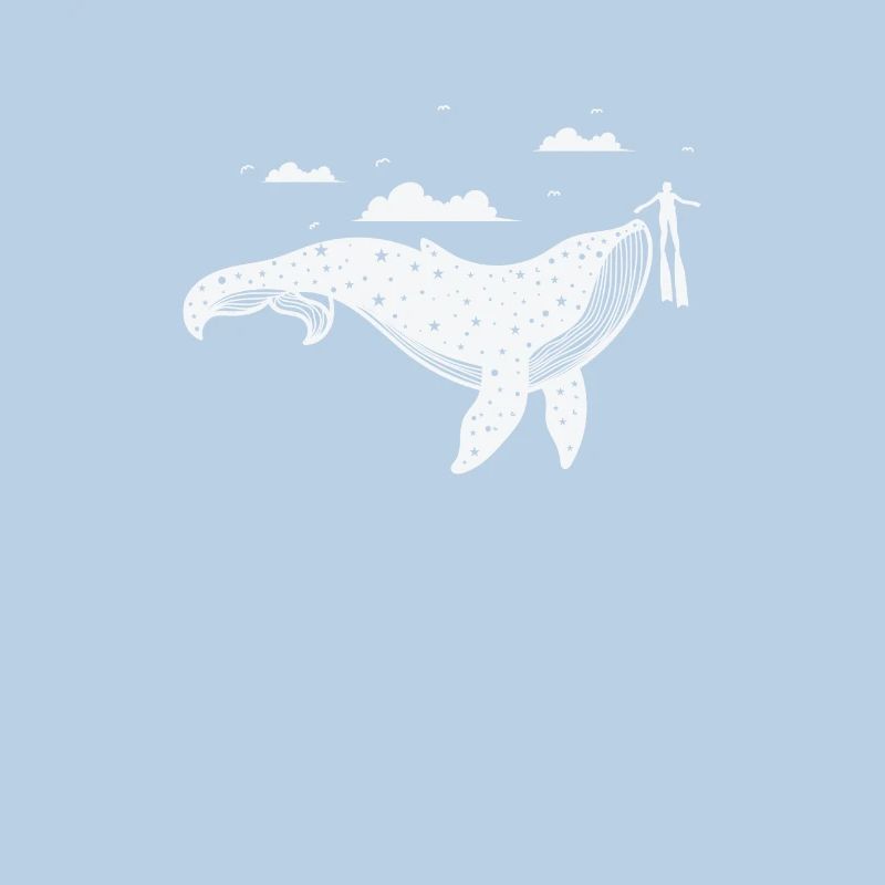 Pattern on whale with diver