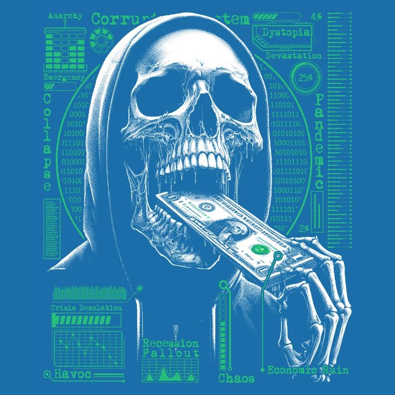 Hacker Skull Eating Dollar - Anarchy & Corruption