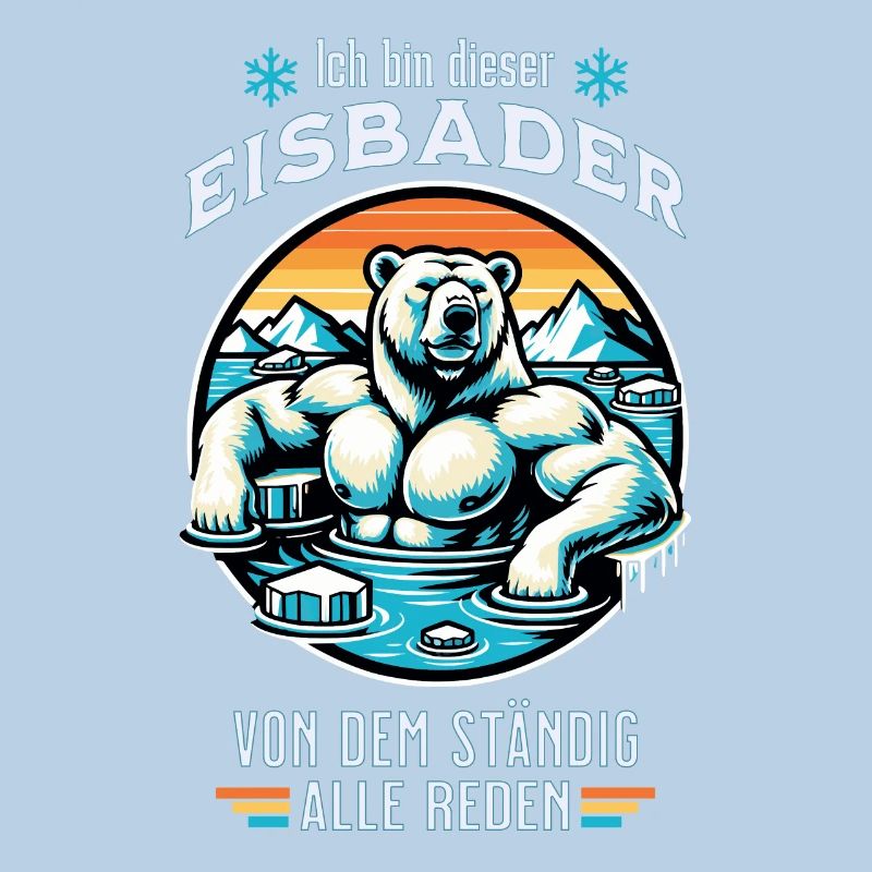 Der Eisbader Eisbär geht zum Winterschwimmen