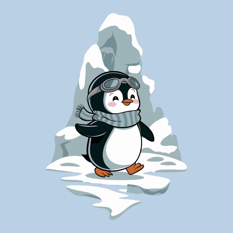 Pingouin joyeux avec écharpe et lunettes devant