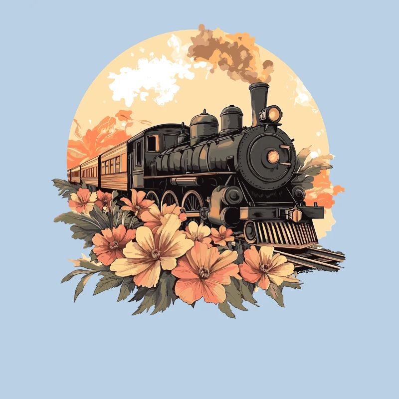 Nostalgic Train with Flowers